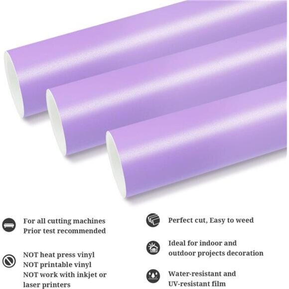 Permanent Adhesive Vinyl 12" x 10ft, Matte Lavender Purple - Picture 2 of 6